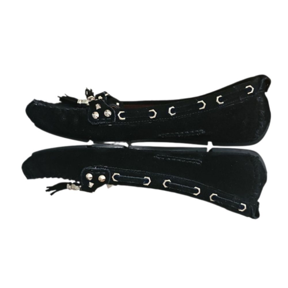 Sam Edelman Jalen Studded Suede Moccasins 6.5 Black Gold Tassel Detail Slip On - Picture 4 of 12